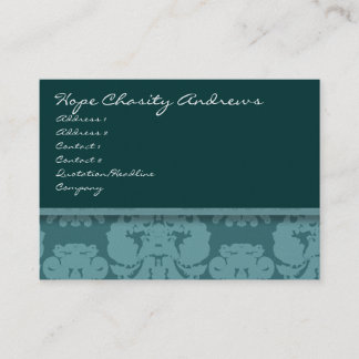 Deep Aqua Damask Floral - Business Card
