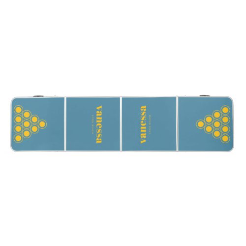 Deep Aqua Minimal Modern Classic Name Beer Pong Table