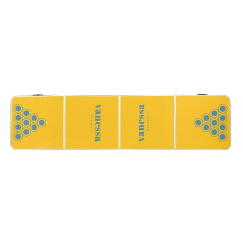 Deep Aqua Reverse Minimal Modern Classic Name Beer Pong Table