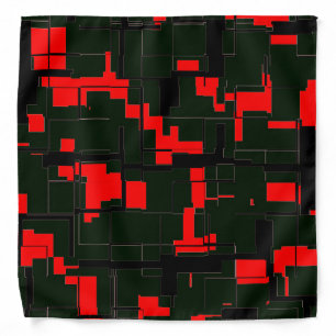 Deep Army Green Red Black Abstract Bandana