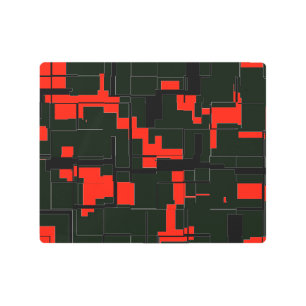 Deep Army Green Red Black Abstract Metal Print