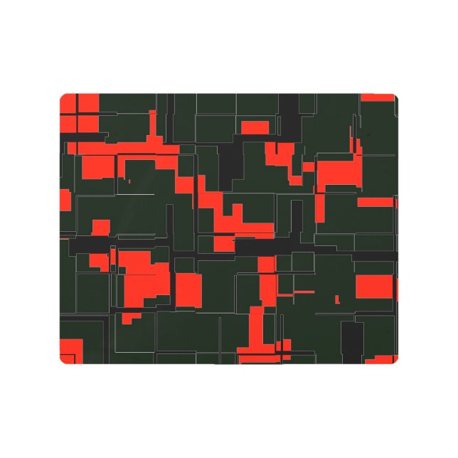 Deep Army Green Red Black Abstract Metal Print (Front)