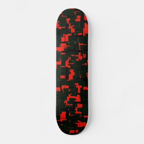 Deep Army Green Red Black Abstract Skateboard