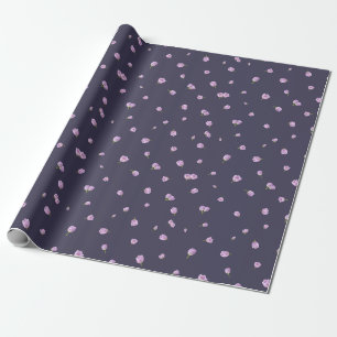 Deep Aubergine Japanese Purple Tulip Floral Patter Wrapping Paper