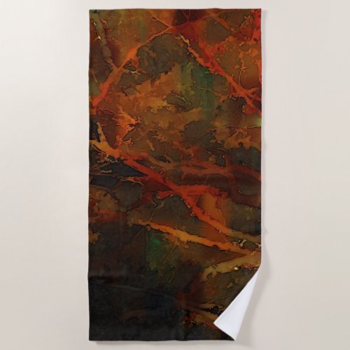 Deep Autumn Rich Earthy Abstract Fall Beach Towel