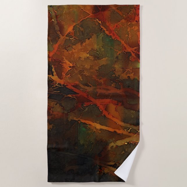 Deep Autumn Rich Earthy Abstract Fall Beach Towel (Front)