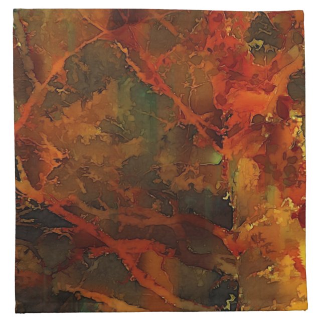 Deep Autumn Rich Earthy Abstract Fall Cloth Napkin (Front)