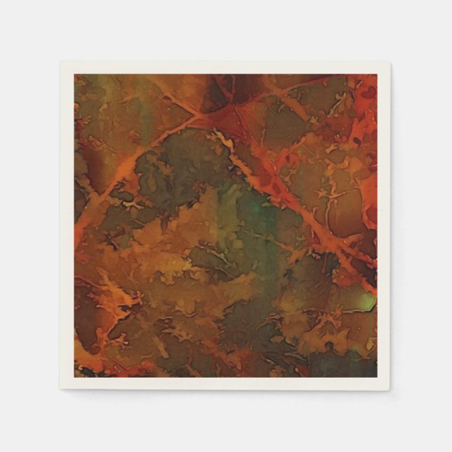 Deep Autumn Rich Earthy Abstract Fall Napkins (Front)