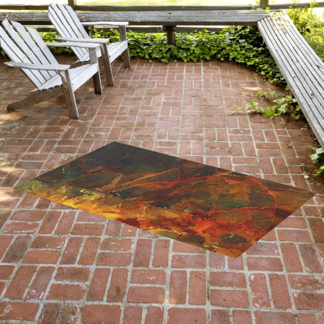 Deep Autumn Rich Earthy Abstract Fall Outdoor Rug (Insitu (Outdoor 3))