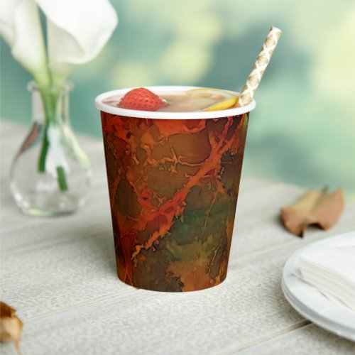 Deep Autumn Rich Earthy Abstract Fall Paper Cups