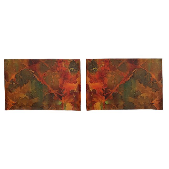 Deep Autumn Rich Earthy Abstract Fall Pillow Case (Front-Set)