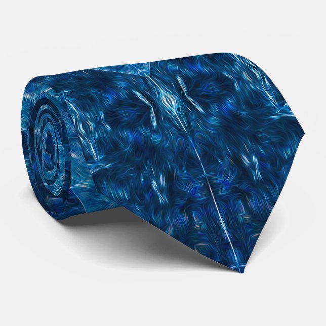 Deep Azure Reflection Neck Tie (Rolled)
