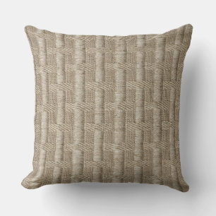 Deep Beige Woven Look Throw Pillow