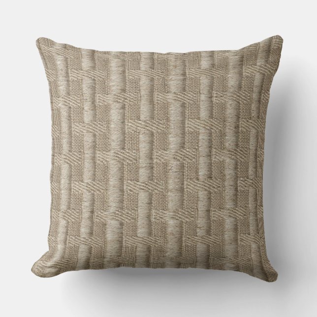 Deep Beige Woven Look Throw Pillow (Front)