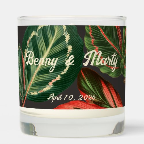 Deep Biophilic Botanical Tropical Leaves Scented Candle