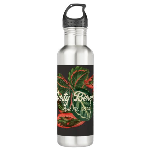 Deep Biophilic Botanical Tropical Leaves Stainless Steel Water Bottle