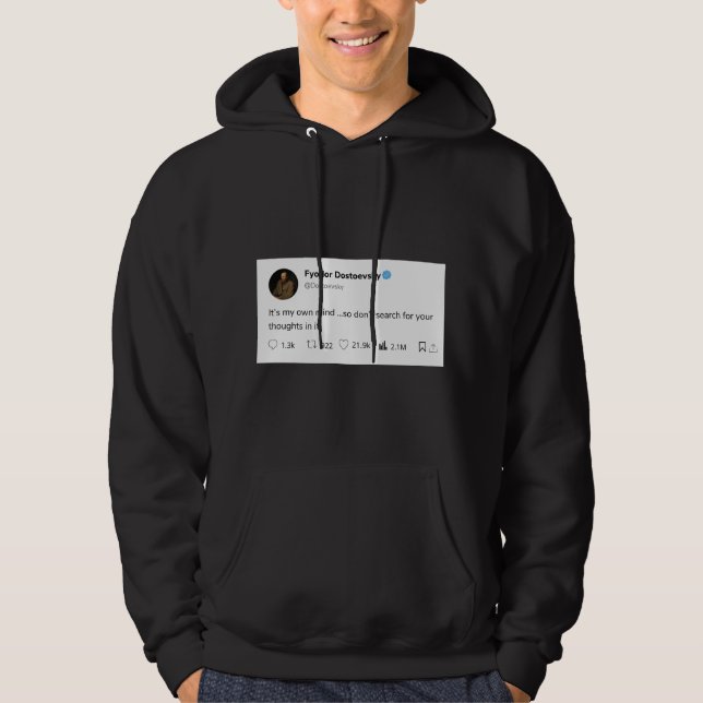 deep black dark white  quote  hoodie (Front)