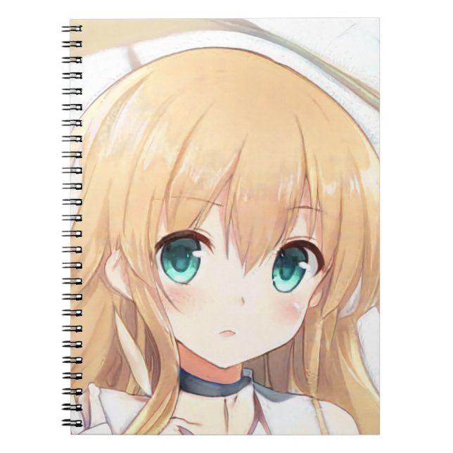 Deep blond girl green eyes anime manga  notebook (Front)