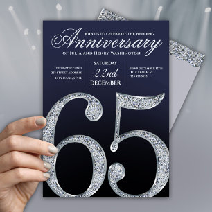 Deep Blue 65th Wedding Anniversary Invitation
