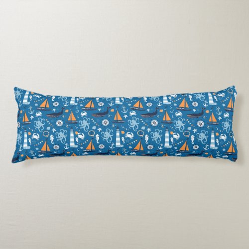 Deep Blue All Things Nautical Body Pillow