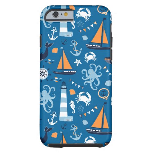 Deep Blue All Things Nautical Tough iPhone 6 Case