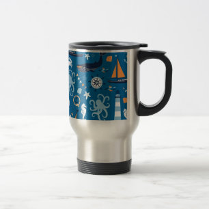 Deep Blue All Things Nautical Travel Mug