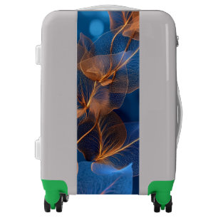 Deep Blue & Amber Translucent Leaf Art Travel Luggage