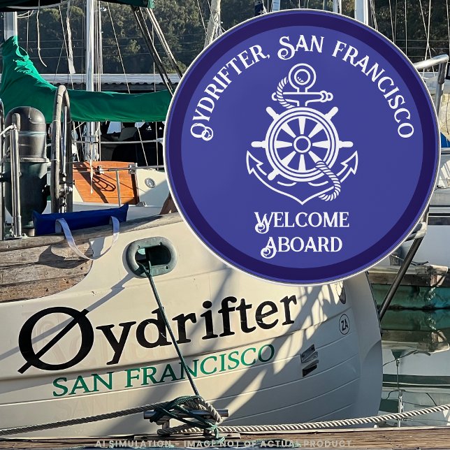 Deep Blue Anchor Rope Ship Wheel Boat Name Welcome Wireless Charger (Creator Uploaded)