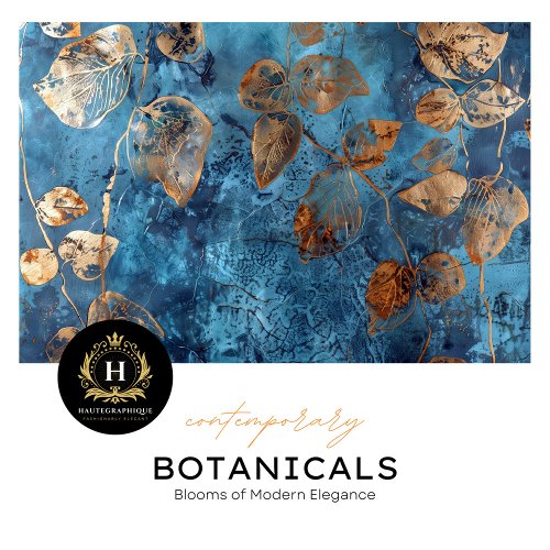 Deep Blue and Gold Leaf Tissue Paper