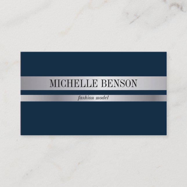 Deep Blue and Silver Business Card (Front)