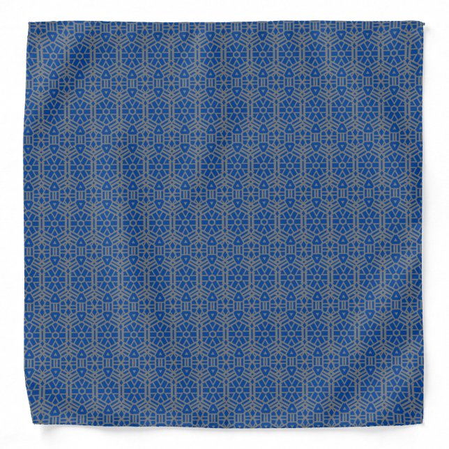 Deep Blue and Silver Unique Pattern  Bandana (Front)