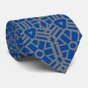 Deep Blue and Silver Unique Pattern Neck Tie