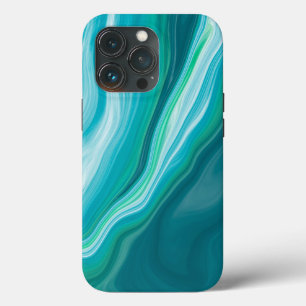 Deep Blue and Teal Green Ocean Marble Art iPhone 13 Pro Case