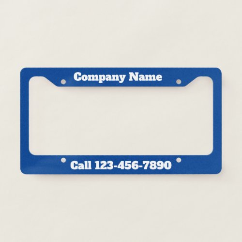 Deep Blue and White Create Your Own Marketing License Plate Frame