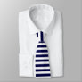 Deep Blue and White Horizontally-Striped Tie