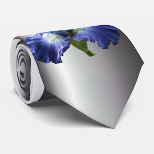 Deep Blue and White Iris Neck Tie