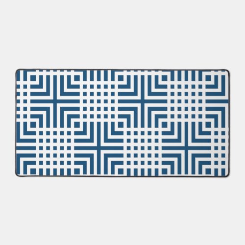 Deep Blue And White Japanese Print Desk Mat