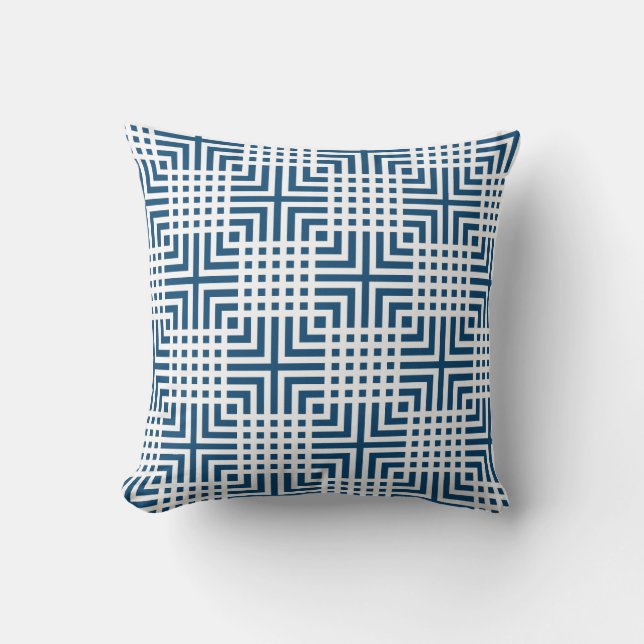 Deep Blue And White Japanese Print Toss Pillows (Front)