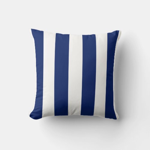 Deep Blue and White Striped Throw Pillow