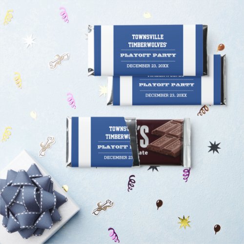 Deep Blue and White Team Football Party Hershey Bar Favors