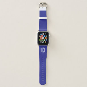 Deep Blue and White Three Letter Monogram Apple Watch Band