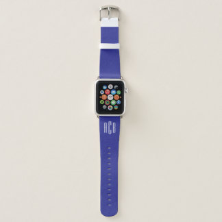 Deep Blue and White Three Letter Monogram Apple Watch Band