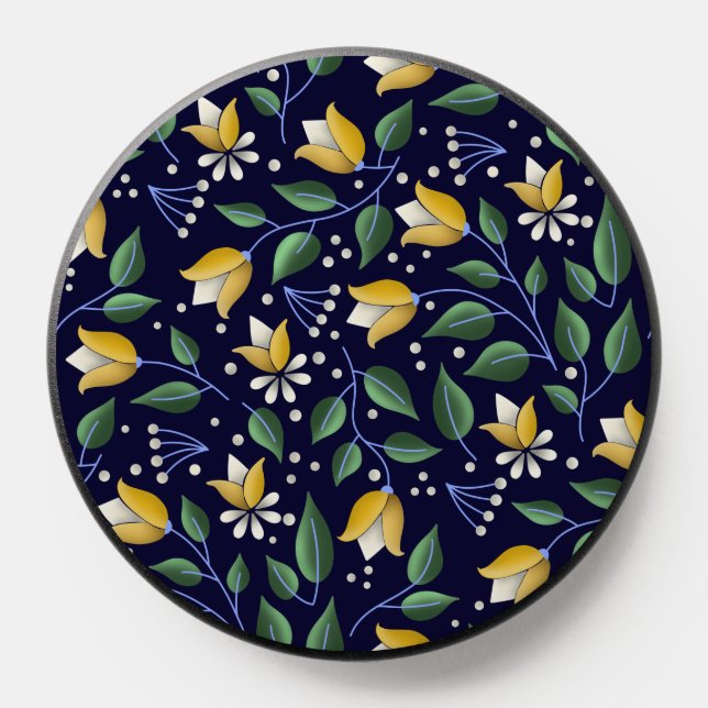 Deep Blue and Yellow Floral PopSocket (Popsocket)