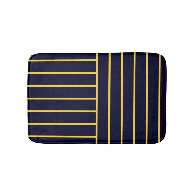 Deep Blue and Yellow Stripes Bath Mat (Front)