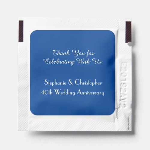 Deep Blue Anniversary Party Favor Personalized Hand Sanitizer Packet