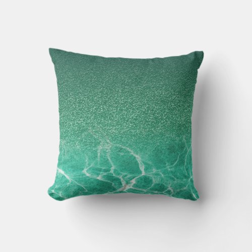 Deep Blue Aqua Glitter Pillow