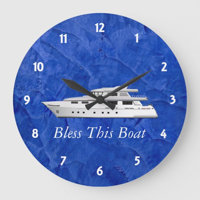 Deep Blue Bless This Boat Wallclock (Front)