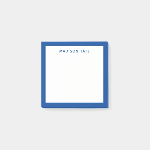 Deep Blue Border Modern Monogram Professional Post_it Notes