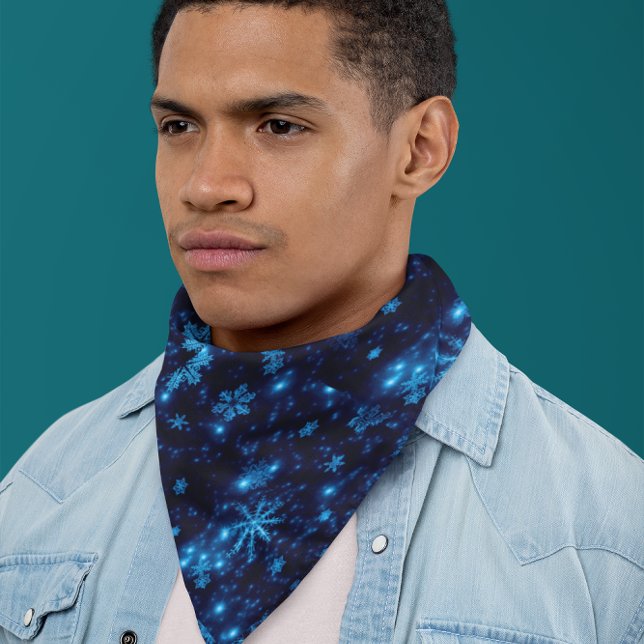 Deep Blue & Bright Snowflakes Bandana (Deep Blue & Bright Snowflakes Bandana)