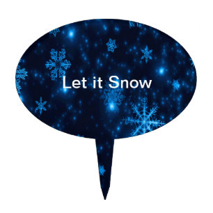 Deep Blue & Bright Snowflakes Cake Topper